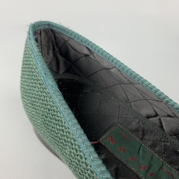 SHIPTON Size 8 Forest Green Woven Silk Embroidery Slippers Loafers - Picture 9 of 11